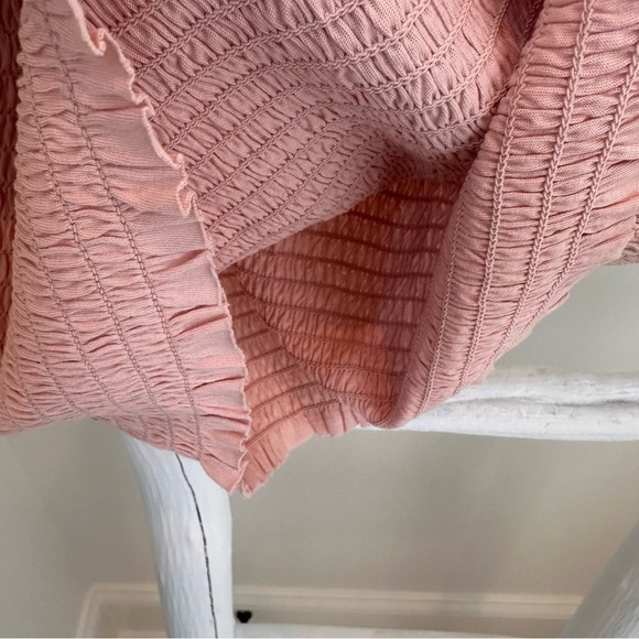 Abound Womens Lettuce Edge Trim Shirred Smocked Off-the-Shoulder Crop Top SZ S - Picture 9 of 11